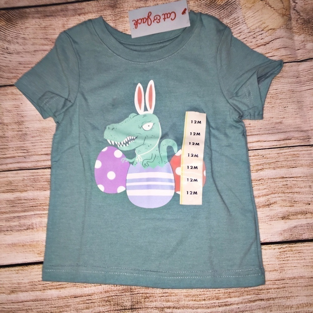 Cat and Jack Easter T-shirt Size 12M with Dinosaur